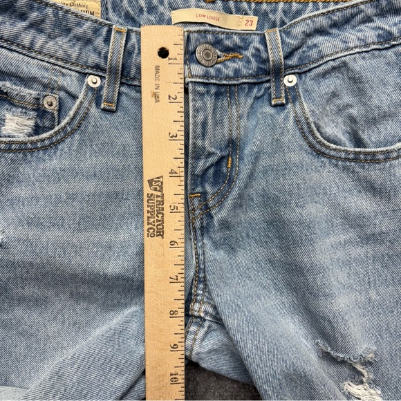 Levis Premium Jeans Women 23x29 Blue Low Loose Wide Baggy Big E Denim Distressed - Picture 11 of 16